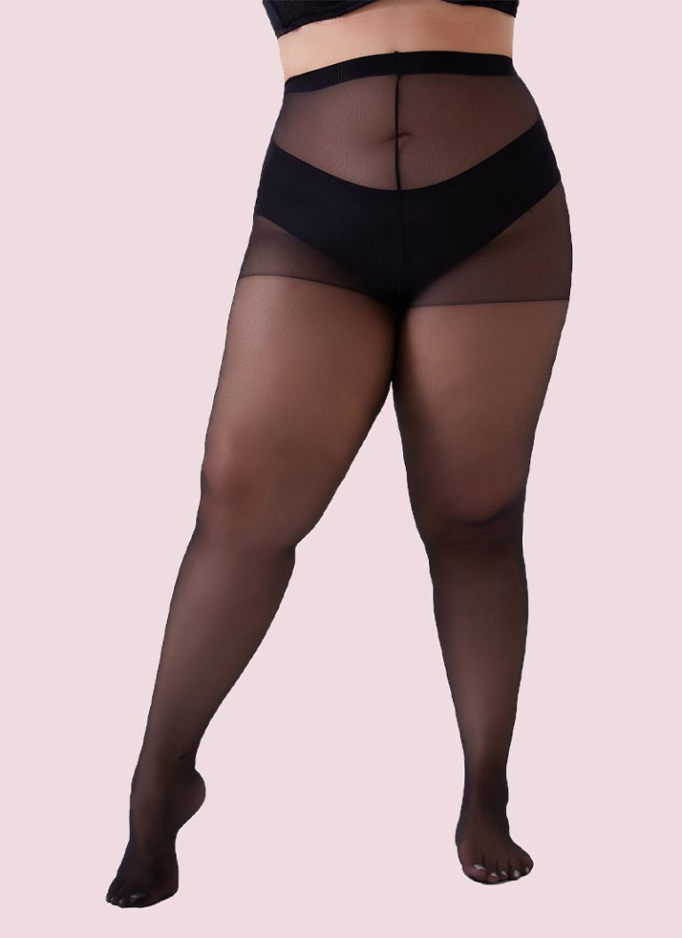 20D Plus-Size Nylon Tights Black1