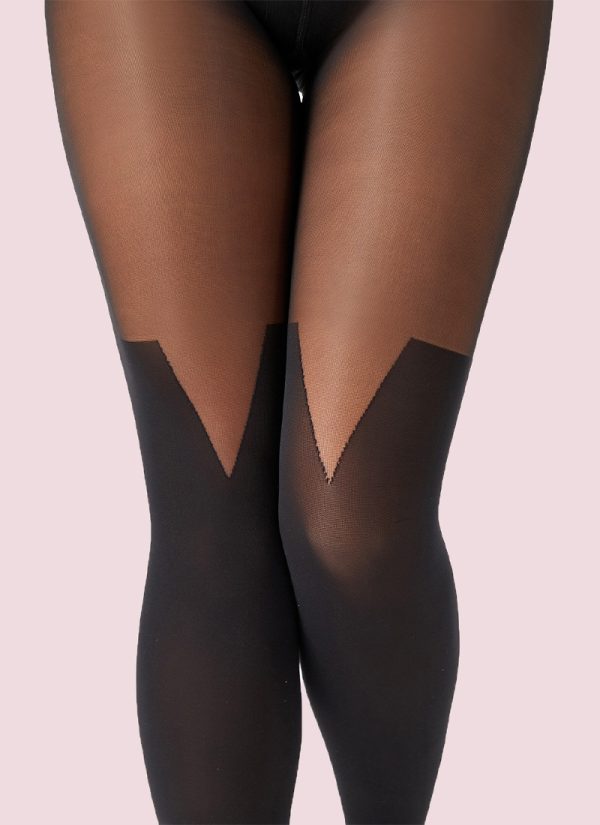 Collants jacquard sexy à entrejambe en T 20D noirs4