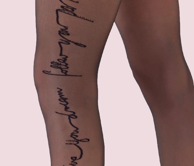 30D Side-letter jacquard tights