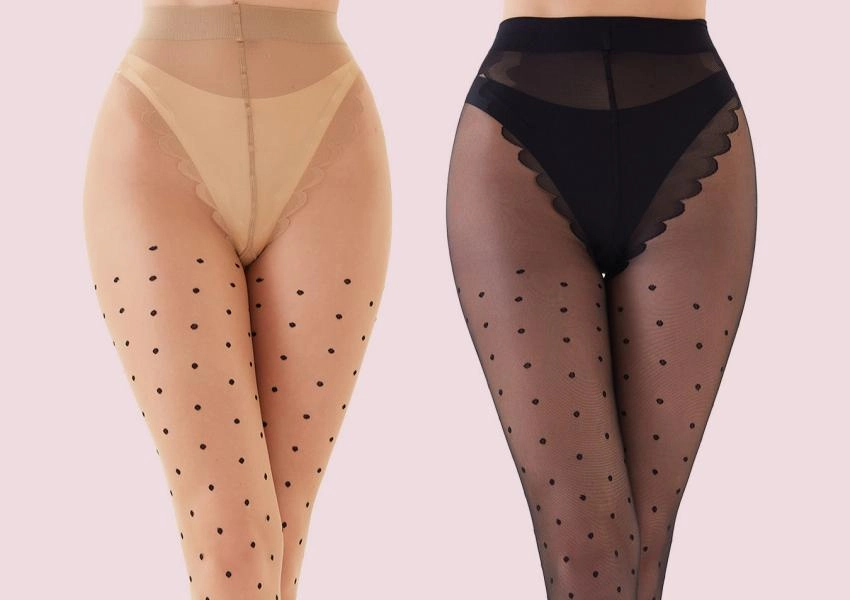 30D polka dot tights